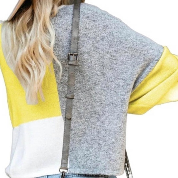 Black, White, & Gray Color Block Sweater - Picture 3 of 4